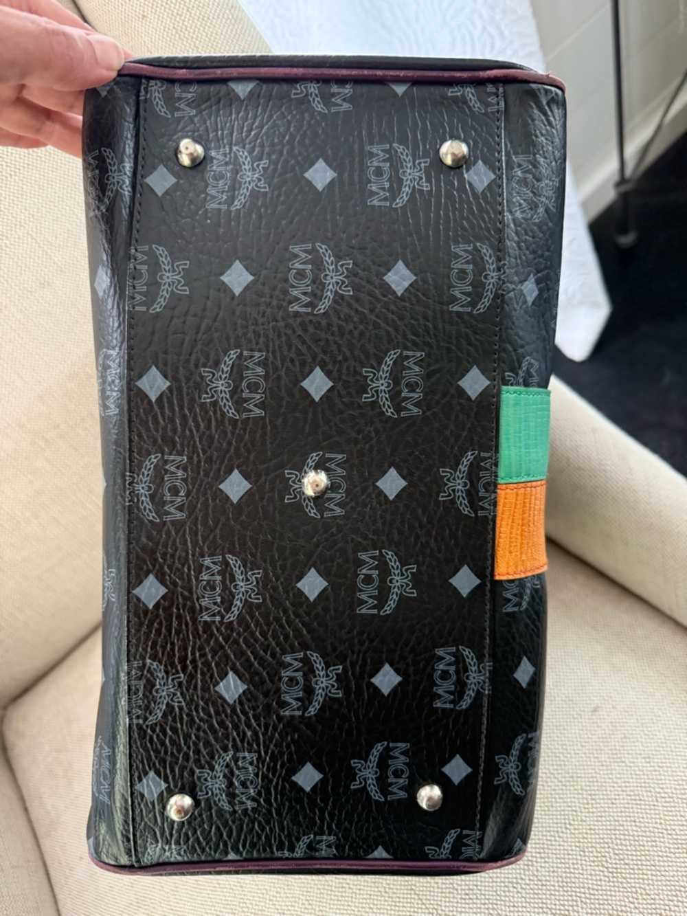 MCM Lion Patchwork Leather Boston Bag - Picture 6 of 11